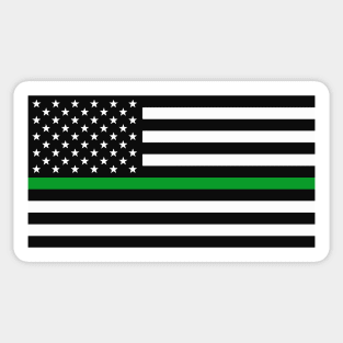 American Flag Thin Green Line Sticker